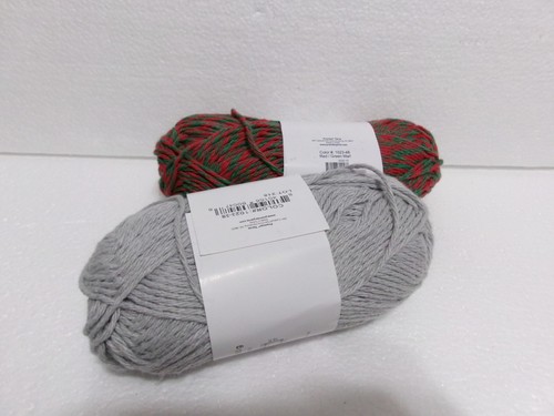 2 PREMIER JUST COTTON YARN SKEINS RED GREEN MARI & GRAY 104 yds ea 85% Cotton - Picture 8 of 9