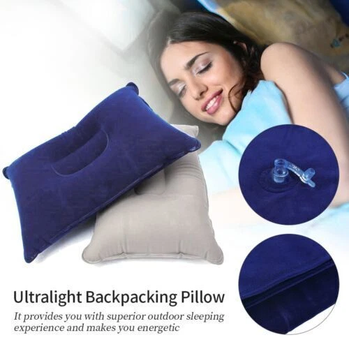 2X Aufblasbares Kissen Reiseluftkissen Camping Auto Strand Kopfstütze Stützset - Bild 3 von 4