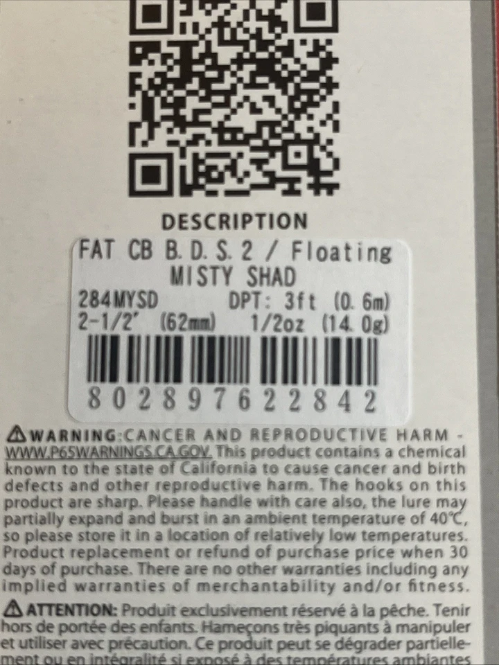 (Lote de 2) Lucky Craft Fat CB BIG DADDY STRIKE 2 1/2" 1/2 OZ BDS2 DOS COLORES NUEVO Foto 3 de 4