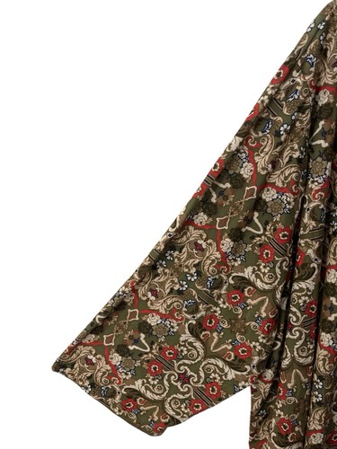 Catherines Top Womens 5X Plus Green Multicolor Floral Stretch Knit V Neck Tunic - Picture 5 of 11