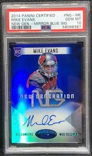 2014 PANINI CERTIFIED, MIKE EVANS, #NG-ME, ROOKIE, AUTO, MIRROR BLUE, SERIAL#/15