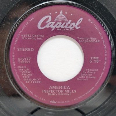 America Inspector Mills / Right Before Your Eye 7'' 45rpm M- Vinyl 80's Record 45