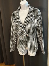 Black/White Houndstooth Double Breasted Blazer Gold Buttons EU 38, new w/o tags