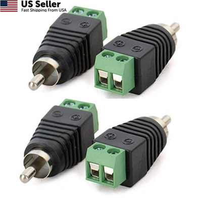 AILTECK Phono RCA Male Plug to AV Screw Terminal Audio Video 2-PACK, Black 