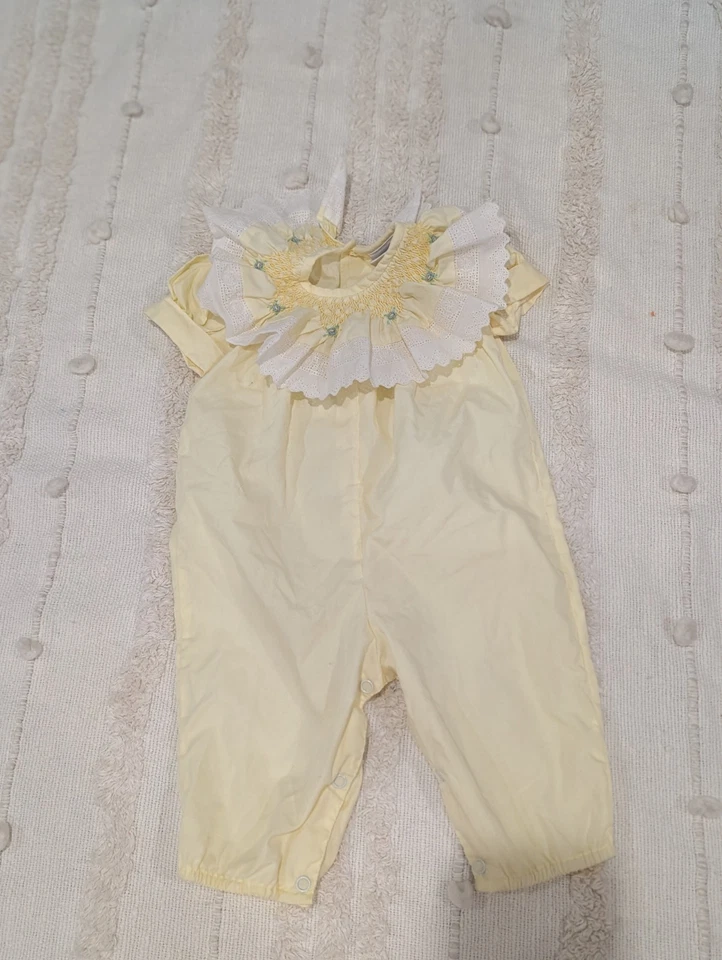 Smock Romper Light Yellow Size 3-6 Months Baby Girl - Image 2 of 4