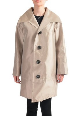 Dsquared2 Women's Silk Silver Button Down Coat US S IT 40