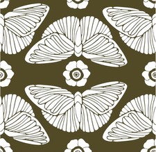 Peel and Stick Wallpaper Floral Butterfly Wall S: 17.7in x 9.8ft Oliva/White