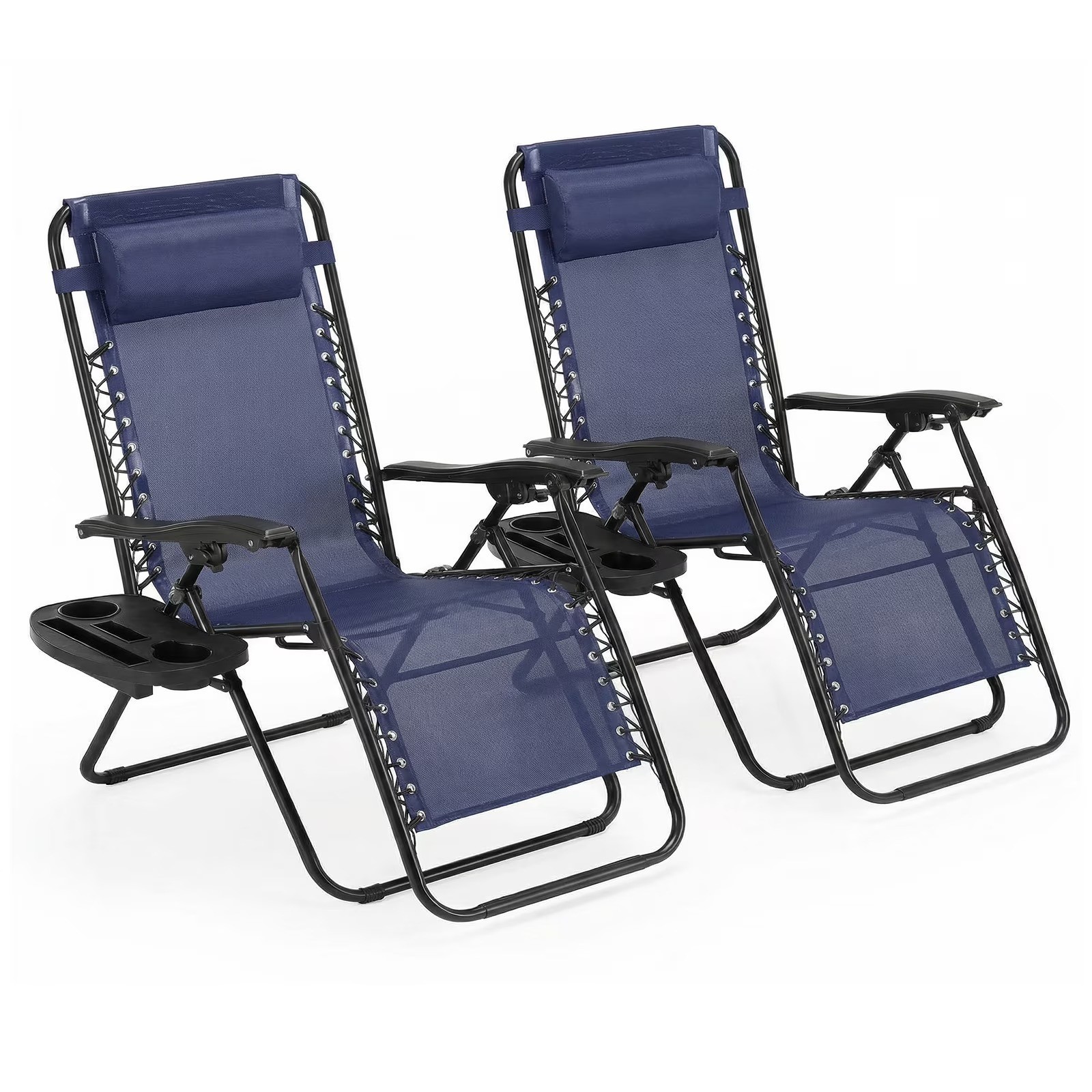 300lb Patio Beach Pool Recliner Pillow Cup Blue