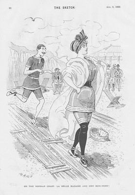 On the Normandy Coast La Belle Madame & her Bow Wow - Antique Print 1893