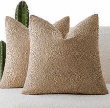 Pack of 2 Textured Boucle Throw Pillow Covers Accent Solid Pillow Cases Cozy Sof