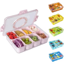 Divided Snack Serving Tray with Lid and Handle Portable Travel Snack Container