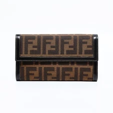 Authentic FENDI Zucca canvas Purse Brown  WS22679