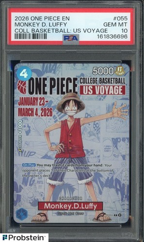 2026 One Piece EN College Basketball US Voyage #055 Monkey D Luffy PSA 10