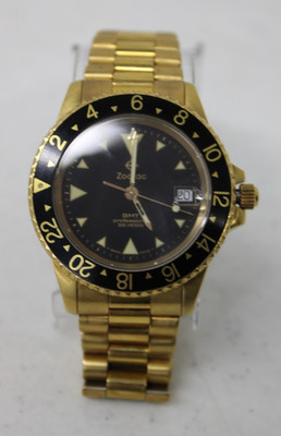 Zodiac GMT Professional 806.25.06 Gold Plated Quartz 39mm Divers Watch Parts/Rep