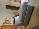 Gray Chenille Chaise Lounge, Contemporary Low Back Wood Frame, 1-Seat — photo 2
