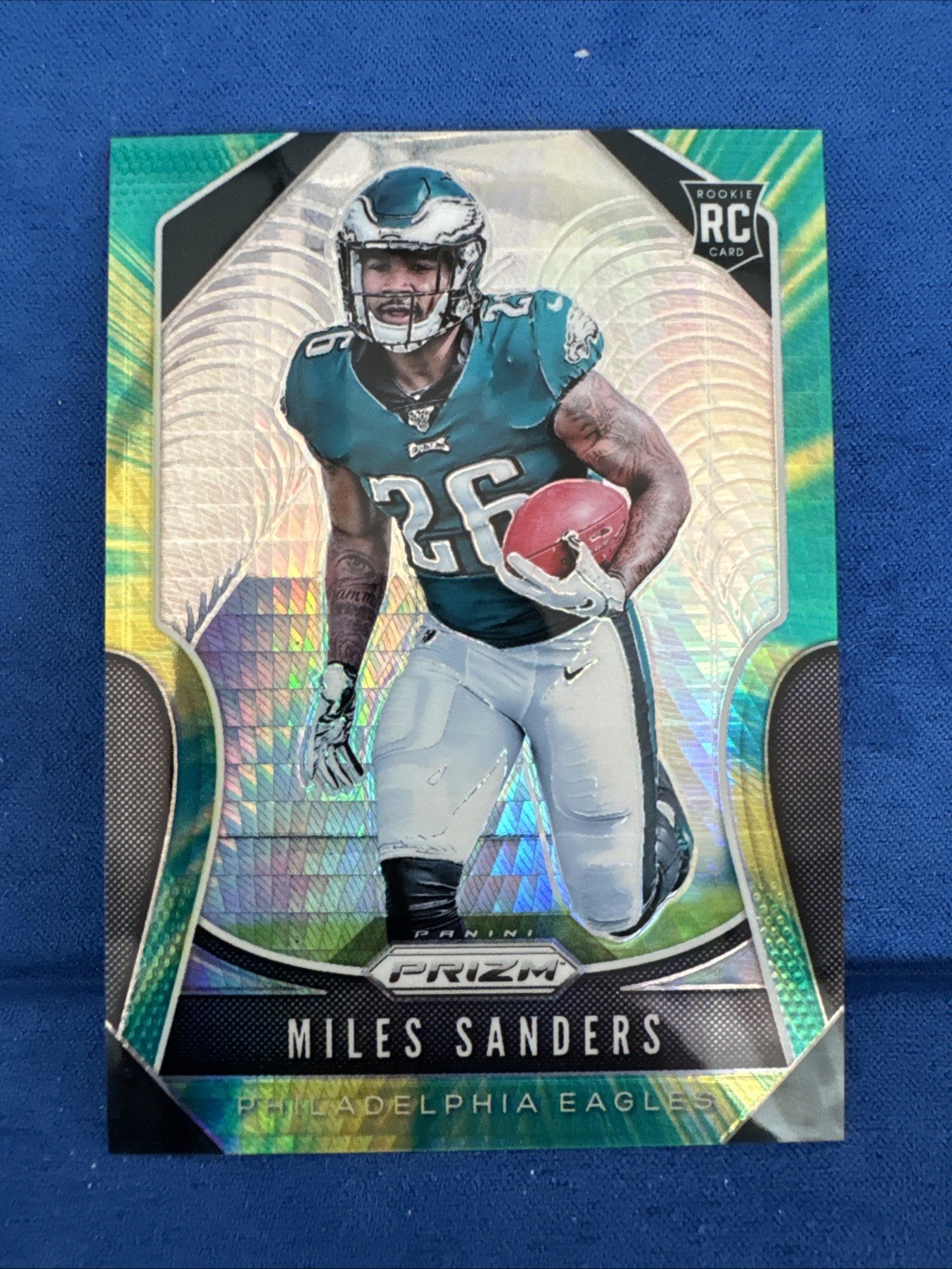 2019 Prizm Miles Sanders RC Green Hyper /175 Rookie SSP Eagles