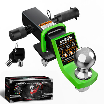AUTMATCH Trailer Hitch Ball Mount & 2'' Ball Fits 2'' Receiver 2  Drop, Green