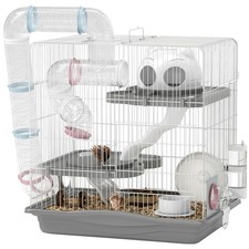 PawHut 3-Tier Hamster Cage, Gerbil Cage for Dwarf Hamsters, 45 x 30 x 45 cm