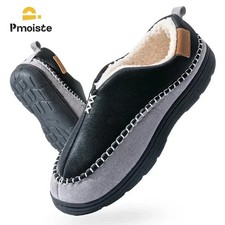 MENS MEMORY FOAM SLIPPERS WARM FUR COSY INDOOR SLIP ON MOCCASINS SHOES