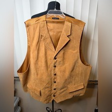 Paul Frederick Tan Suede Vest Button Closure Size 3XL