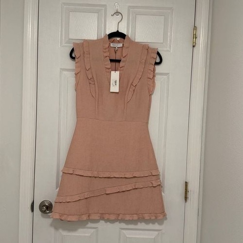 Sandro Paris NWT Rose Pink ๐ Sleeveless Mini Dress with Ruffle Detail Size 34