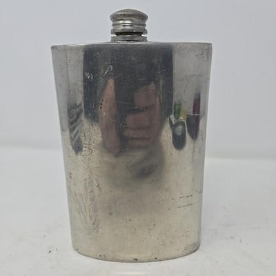 Authentic Vintage Polished Pewter Hip Flask   Made in Sheffield, England 10 oz.