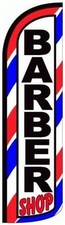 Letrero de bandera Swooper sin viento de 3x11,5 pies de alto BARBER SHOP wq003