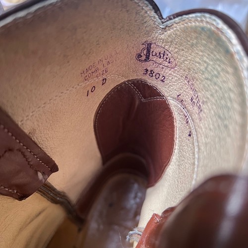VTG Justin Mens Brown Leather Roper Cowboy Boots Round Toe Western USA Size 10 D, Size 10, $69 - Photo 5