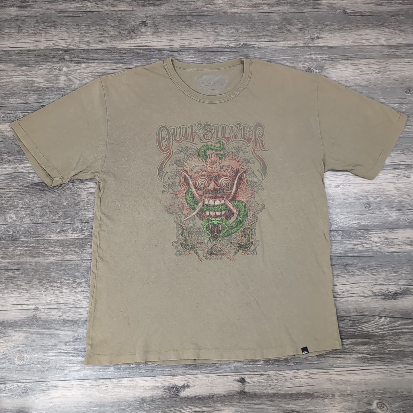 Quiksilver, Vtg Quiksilver 90s Single-Stitch Surf Skate Tee Monster Snake Graphic L