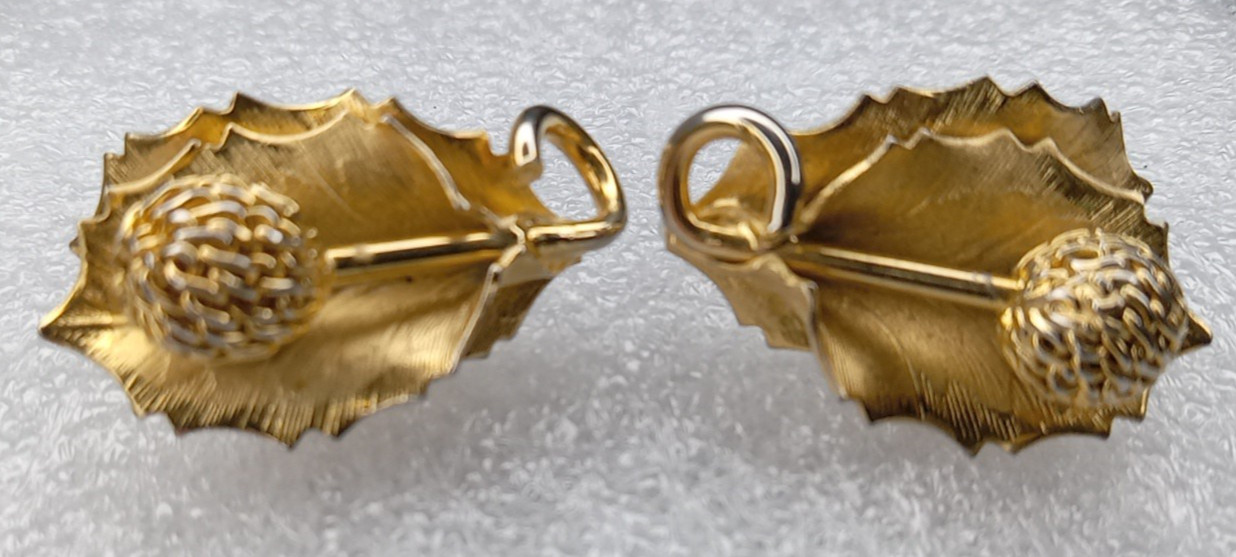 Leaf Berry Clip On Gold Toned Earrings