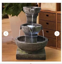 Outdoor Waterfall 3-Tier Fountain with LED Light ITEM#180041 New Open Box