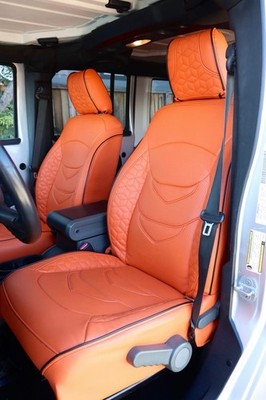 2017 Fits JEEP WRANGLER 4DOORS Jk CUSTOM  SEAT COVERS Orange With Black Piping