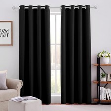 HOMEIDEAS Blackout Curtains for Bedroom 52 X 84 52W x 84L Pack of 2 , Black