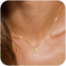 RLMOON Silver Gold Initial Necklaces for Women Dainty Letter A-Z Necklace 14K Go
