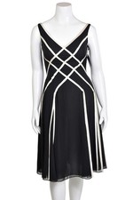 Adrianna Papell 100% Silk Sleeveless  Fit & Flare Dress in Black/White sz 8