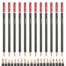 Red Color Drawing Pencils for Adult Coloring Books, 12 Pcs