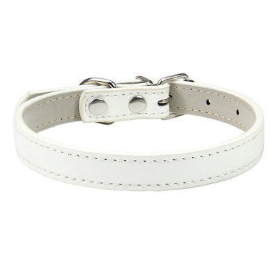 Soft Leather Solid Dog Collar Adjustable Puppy Neck Strap Safe Collars for Small