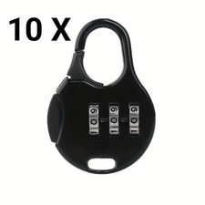 10 X Black Outdoor Waterproof 3 Number Digit Mini Combination Locker Padlocks