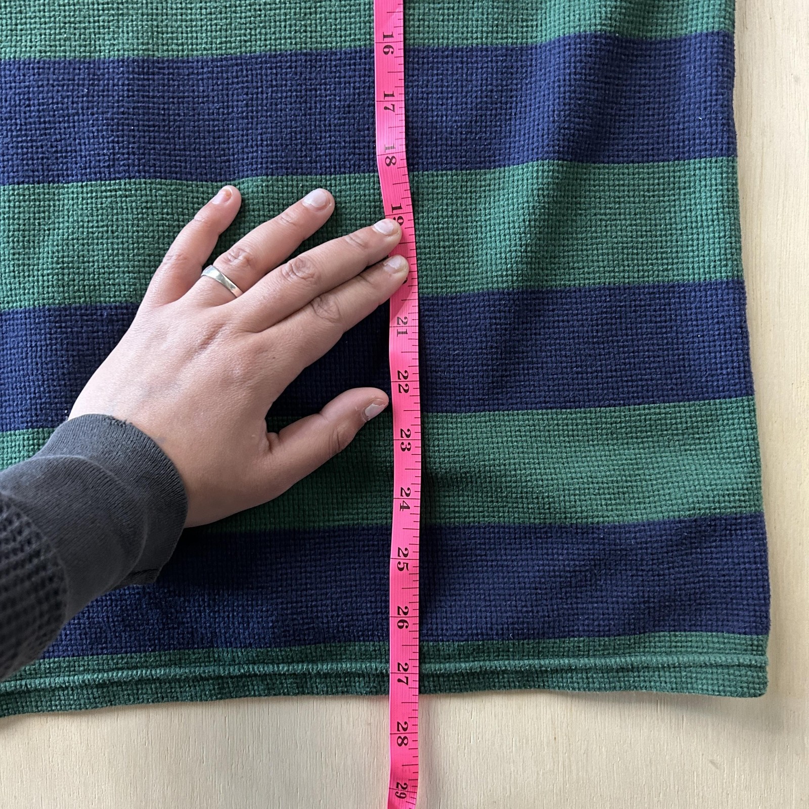 Polo Ralph Lauren Sweater Mens Large Blue Green Striped Thermal Knit Crewneck thumbnail 6