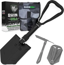 RHINO USA Folding Military Shovel Survival Entrenching Tool Carbon Steel