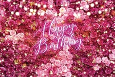 Rose Flower Happy Birthday Backdrop 8x6ft Shining Glitter 8x6FT, NKY05449