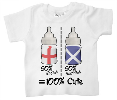 Baby T-Shirt Personalise 50% English Scottish Welsh Irish Any Country Flag  UK