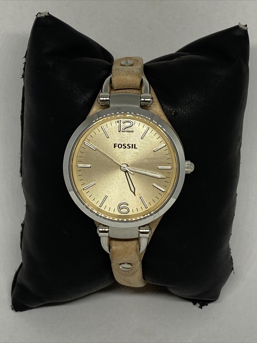 Metal Fossil Es2830 Fossil Georgia ES2830 Women Beige Leather