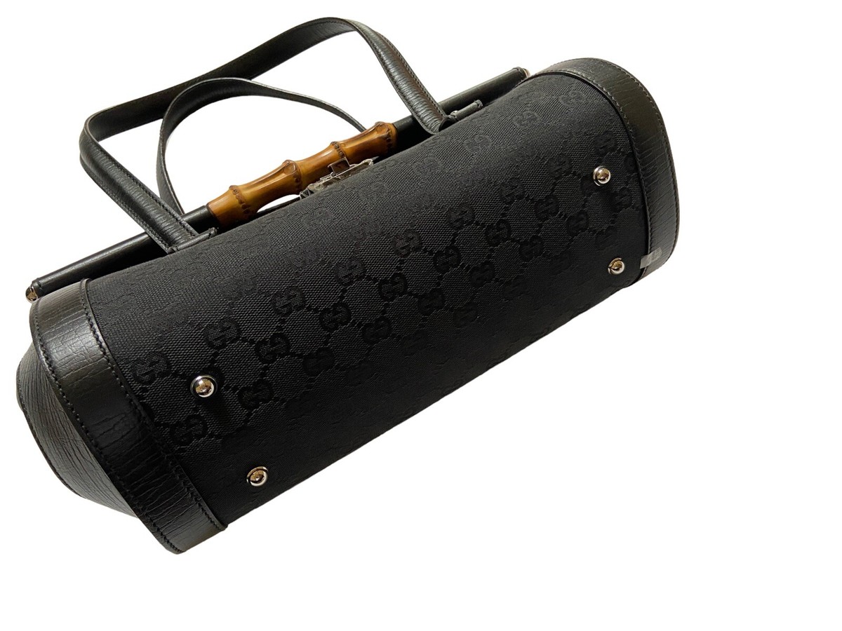 Gucci 111713 Medium Bamboo Bullet (207252) Black Leather Gucci 111713 Medium Bamboo Bullet (207252) Black Leather