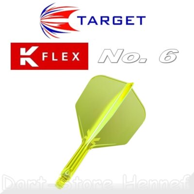 3 Dart Flights TARGET K-FLEX No. 6, NEONGELB, Länge wählbar