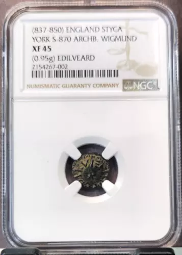 837-850 ENGLAND STYCA S-870 ARCHBISHOP WIGMUND EDILVEARD NGC XF 45 RARE