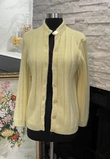 Vintage Carol Brent For Montgomery Wards Yellow Cardigan Sweater Size 38 Bust