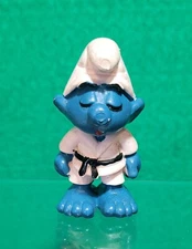 Smurfs 20134 Judo Black Belt Karate Smurf Vtg Figure Genuine Schleich 1981