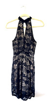 Charlotte Russe Black Lace Halter Style Lined Dress ~ Size M ~ NWT ~ Made in USA