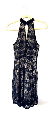 Charlotte Russe Black Lace Halter Style Lined Dress ~ Size M ~ NWT ~ Made in USA